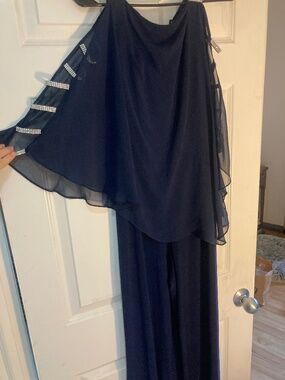 Formal Navy Jumpsuit with Sleevs